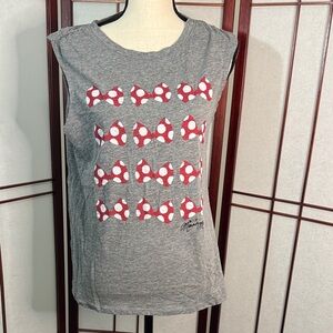 Disney Gray Minnie Mouse Tank Top with Red Polka Dot Minnie Bows